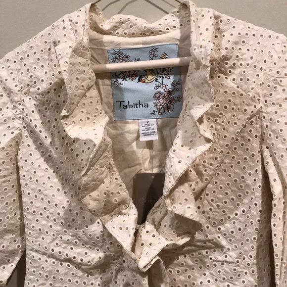 Tabitha Anthropologie eyelet Ruffle jacket size 0 - Picture 2 of 8